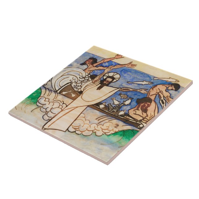 Azulejo De Cerâmica Captura Miraculosa de Peixes Jan Toorop (Lateral)
