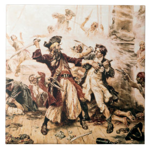 Azulejo De Cerâmica Captura, Pirata Barba Negra, Vingança da Rainha An