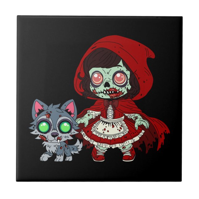 Azulejo De Cerâmica Capuchinho Vermelho Zombie (Frente)