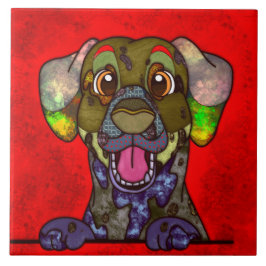 Azulejo De Cerâmica Cara de cachorro feio Dalmático
