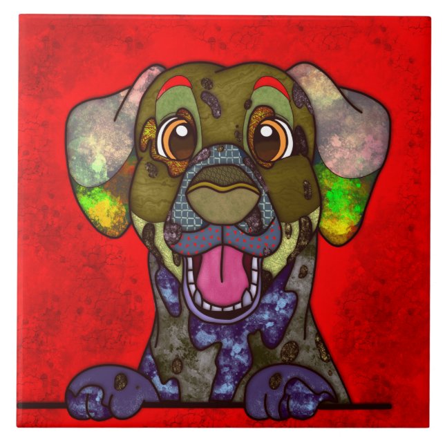 Azulejo De Cerâmica Cara de cachorro feio Dalmático (Frente)