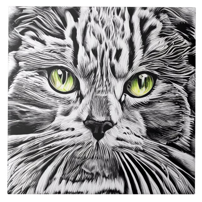 Azulejo De Cerâmica Cara de gato (Frente)