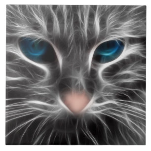 Azulejo De Cerâmica Cara de Gato Azul Incrível