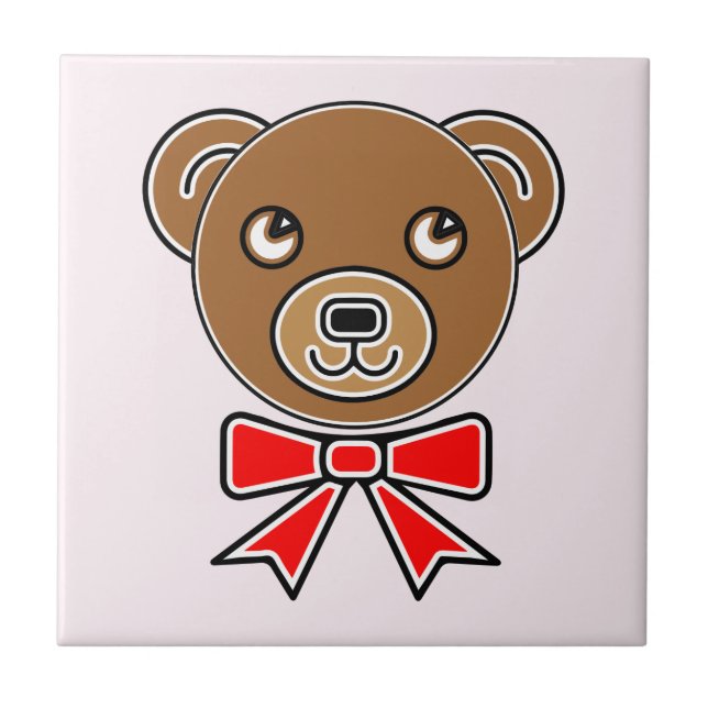 Azulejo De Cerâmica Cara de urso engraçado (Frente)