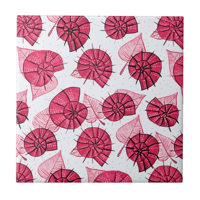 Azulejo De Cerâmica Caracóis Rosa Patterna Zoologia Girly (Frente)