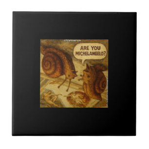 Azulejo De Cerâmica Caracol Curioso & Paródia de Michelangelo Cartoon 