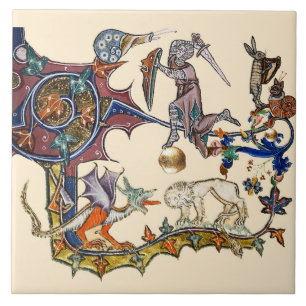 Azulejo De Cerâmica Caracol de Guerra Ambiental MEDIEVAL vs Cavaleiro,