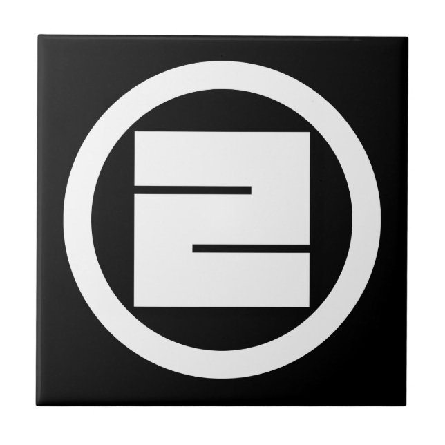 Azulejo De Cerâmica Caractere kanji ao quadrado para ONE em círculo (Frente)