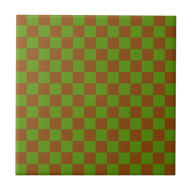 Azulejo De Cerâmica Caramel apple checkered board pattern (Frente)