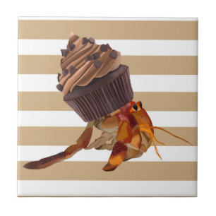 Azulejo De Cerâmica Caranguejo-Mouro-Bonito Com Cupcake De Chocolate