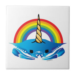 Azulejo De Cerâmica Caranguejo Unicórnio sob o arco-íris