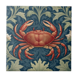 Azulejo De Cerâmica Caranguejo William Morris estilo Mar Marítimo Náut