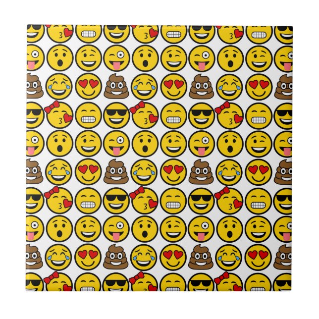 Azulejo De Cerâmica Caras da emoção do teste padrão de Emoji do (Frente)