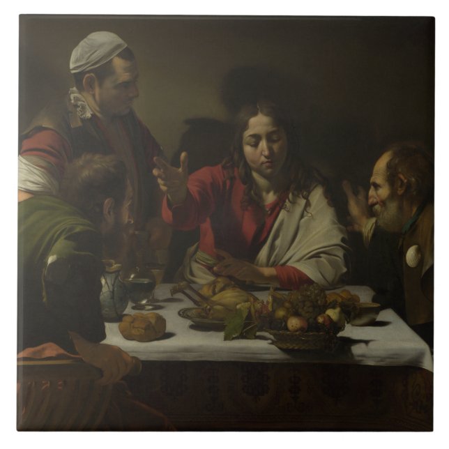 Azulejo De Cerâmica Caravaggio - ceia em Emmaus (Frente)