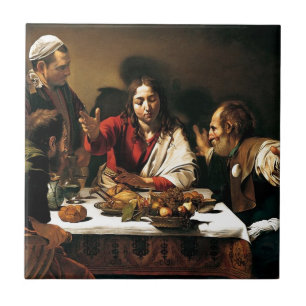 Azulejo De Cerâmica Caravaggio - ceia em Emmaus - pintura clássica