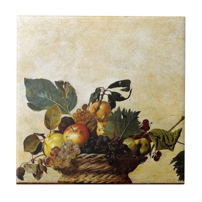 Azulejo De Cerâmica Caravaggio - Cesta de Fruta - Trabalho de arte clá (Frente)