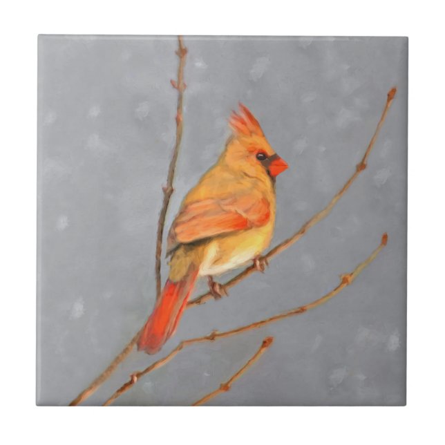 Azulejo De Cerâmica Cardeal para pintura de galho - Arte original de p (Frente)