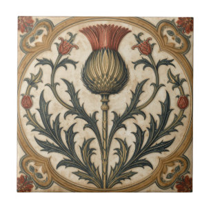 Azulejo De Cerâmica Cardo escocês floral vintage William Morris