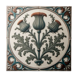 Azulejo De Cerâmica Cardo escocês floral vintage William Morris