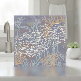 Azulejo De Cerâmica Cardume de Peixes em Violeta Coral ID1198