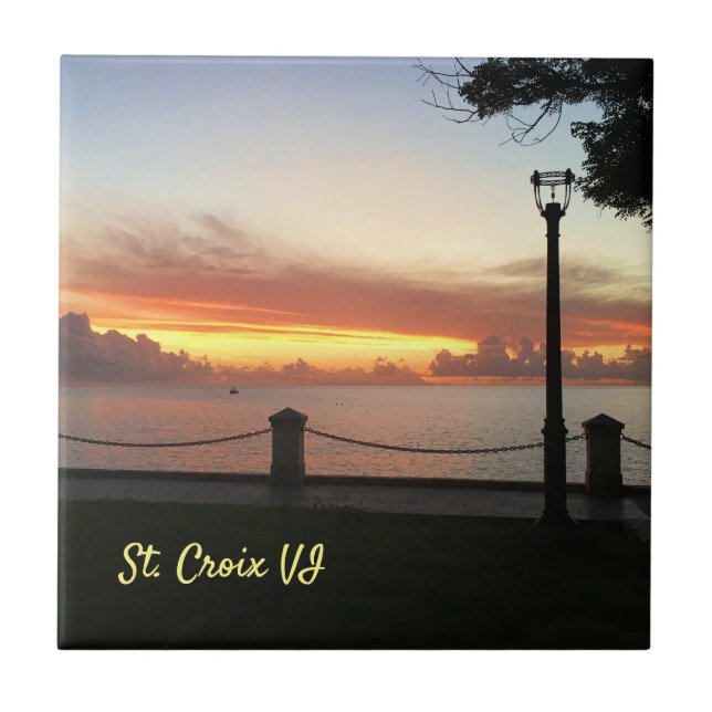 Azulejo De Cerâmica CARIBE tropical solar das Ilhas Virgens dos EUA (Frente)