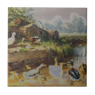 Azulejo De Cerâmica Carl Jutz - patos no ribeiro (alterado)
