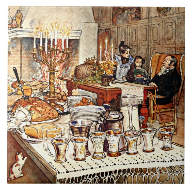 Azulejo De Cerâmica Carl Larsson: Detalhe da Véspera de Natal, (Frente)
