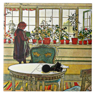 Azulejo De Cerâmica Carl Larsson - Flores em uma janela