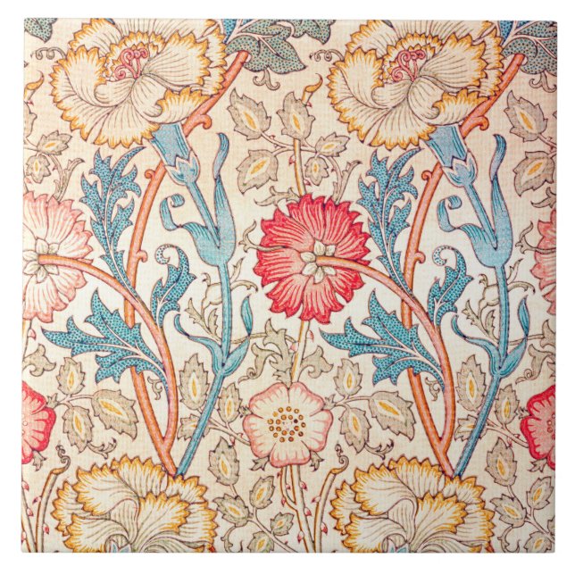 Azulejo De Cerâmica Carnação, William Morris (Frente)