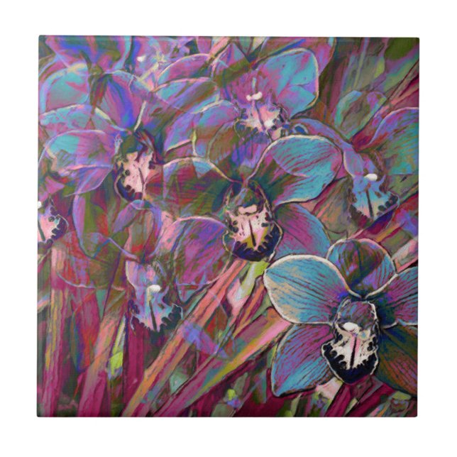 Azulejo De Cerâmica Carnaval de Orquídea Cymbidium (Frente)