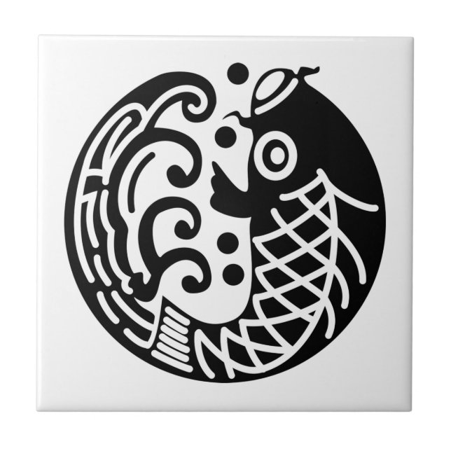 Azulejo De Cerâmica Carpa e onda (Frente)