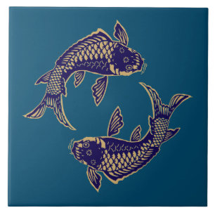 Azulejo De Cerâmica Carpa Japonesa Koi