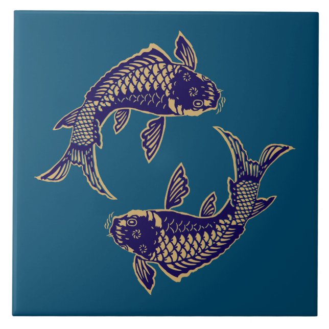 Azulejo De Cerâmica Carpa Japonesa Koi (Frente)