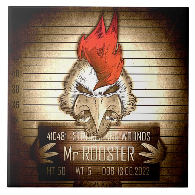 Azulejo De Cerâmica Carreau Mr Rooster Vintage (Frente)