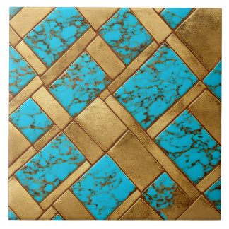 Azulejo De Cerâmica Carreaux or et turquoise - Coll. Turquoise