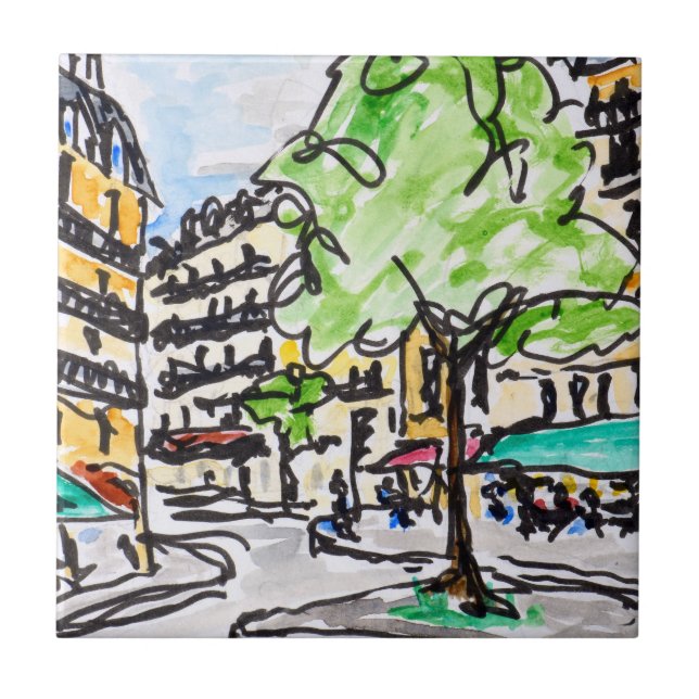 Azulejo De Cerâmica Carrefour de l'Odeon, Paris, França (Frente)