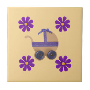 Azulejo De Cerâmica Carrinho de criança de bebê roxo do primavera,