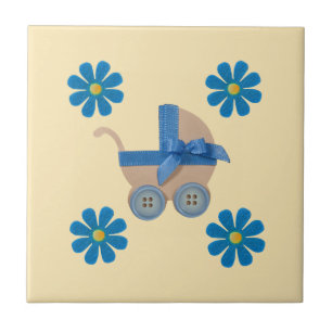 Azulejo De Cerâmica Carrinho de criança de bebê roxo do primavera,