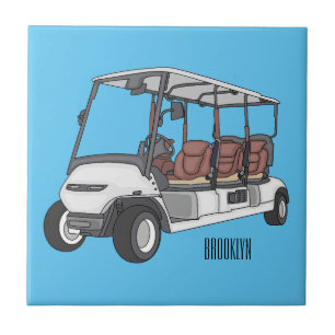 Azulejo De Cerâmica Carrinho de golfe / desenho animado de buggy de go