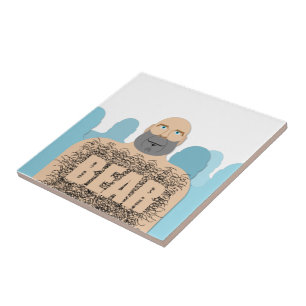 Azulejo De Cerâmica Carrinho estilizado do homem urso careca musculoso