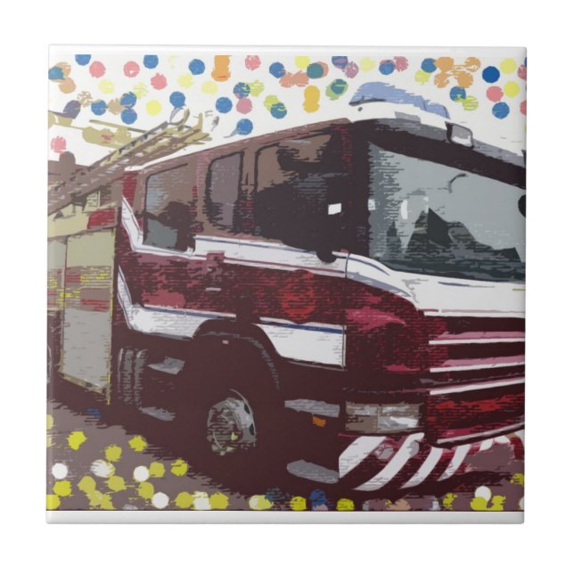 Azulejo De Cerâmica Carro de bombeiros (Frente)