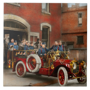 Azulejo De Cerâmica Carro de bombeiros - o esquadrão 1911 do vôo