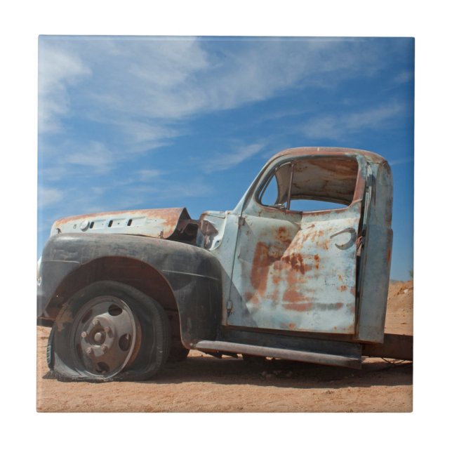 Azulejo De Cerâmica Carro de lixo no deserto (Frente)
