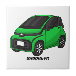 Azulejo De Cerâmica Carro pequeno verde fofo