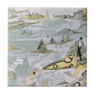 Azulejo De Cerâmica Carros Futuristas de Ficção Científica Vintage, Tá