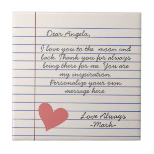 Azulejo De Cerâmica Carta ou mensagem de amor manuscrita do notebook