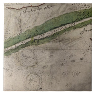 Azulejo De Cerâmica Carta topográfica do campo de batalha do Litt
