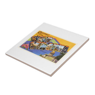 Azulejo De Cerâmica Cartão velho das viagens vintage do estado WV de