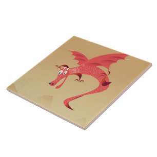 Azulejo De Cerâmica cartaz antigo do dragão voador Deutschland
