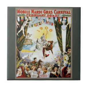 Azulejo De Cerâmica Cartaz de Arte do Carnaval Mardi Gras de Mobile de